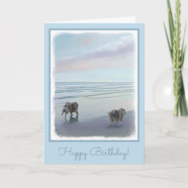 Tarjeta Maestros en la pintura de perro a orillas del mar (Anverso)