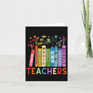 Tarjeta Maestros Vintage Flores Libros Sujetos De Nuevo A