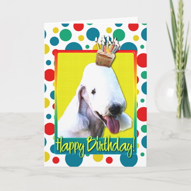 Tarjeta Magdalena del cumpleaños - Bedlington (Anverso)