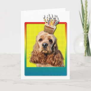 Tarjeta Magdalena del cumpleaños - cocker spaniel
