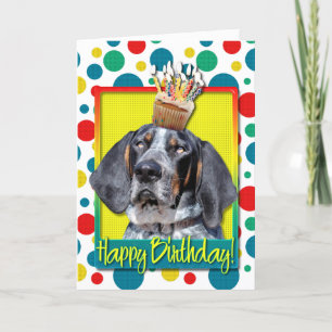 Tarjeta Magdalena del cumpleaños - Coonhound de Bluetick -
