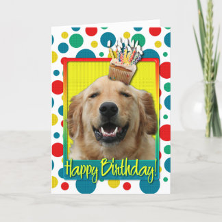 Tarjeta Magdalena del cumpleaños - golden retriever -