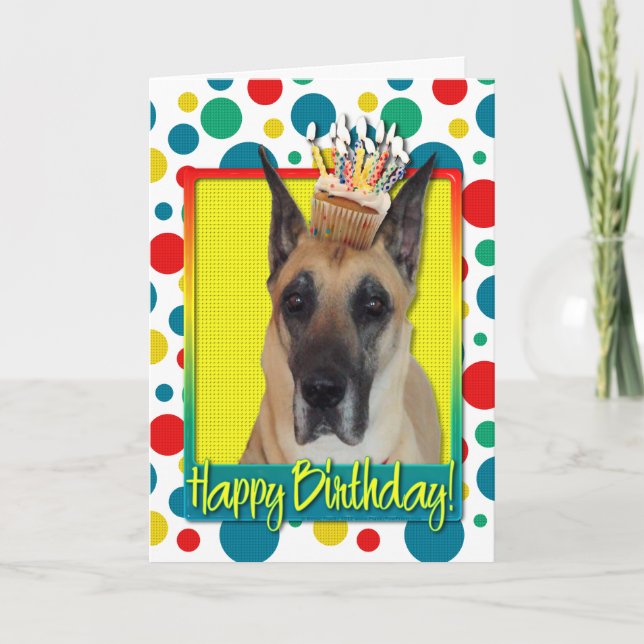 Tarjeta Magdalena del cumpleaños - great dane (Anverso)