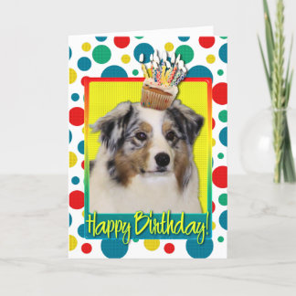 Tarjeta Magdalena del cumpleaños - pastor australiano