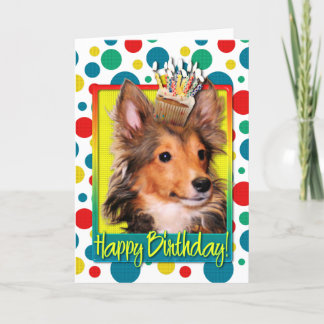 Tarjeta Magdalena del cumpleaños - perrito de Sheltie -