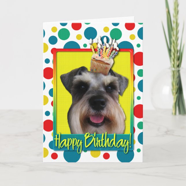 Tarjeta Magdalena del cumpleaños - Schnauzer (Anverso)