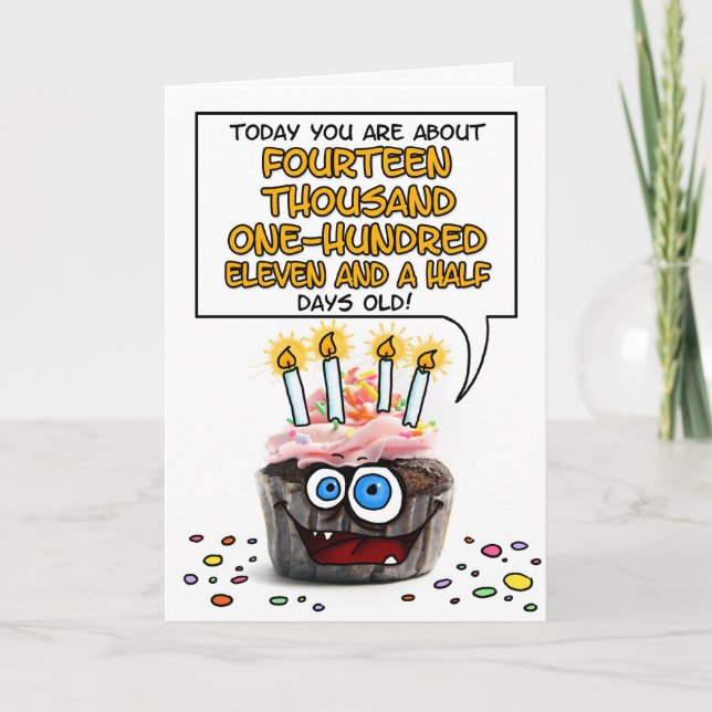Tarjeta Magdalena del feliz cumpleaños - 38 años (Anverso)