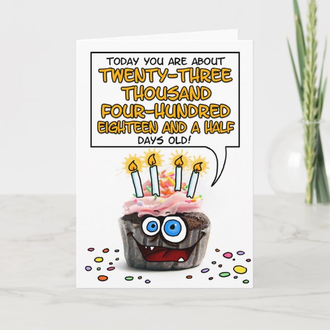 Tarjeta Magdalena del feliz cumpleaños - 64 años (Anverso)