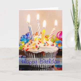 Tarjeta Magdalena del feliz cumpleaños con las velas