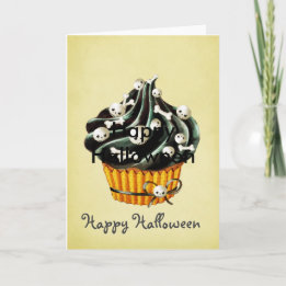 Tarjeta Magdalena negra de Halloween