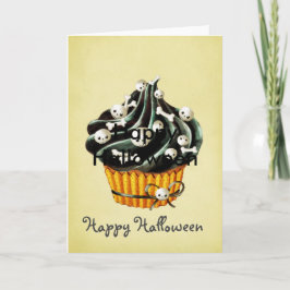 Tarjeta Magdalena negra de Halloween