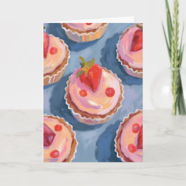 Tarjeta Magdalenas de Fresa | Acuarela de Frutas de Celebr