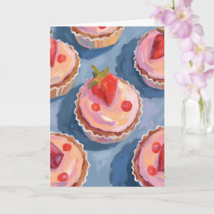 Tarjeta Magdalenas de Fresa Acuarela de Frutas de Celebr