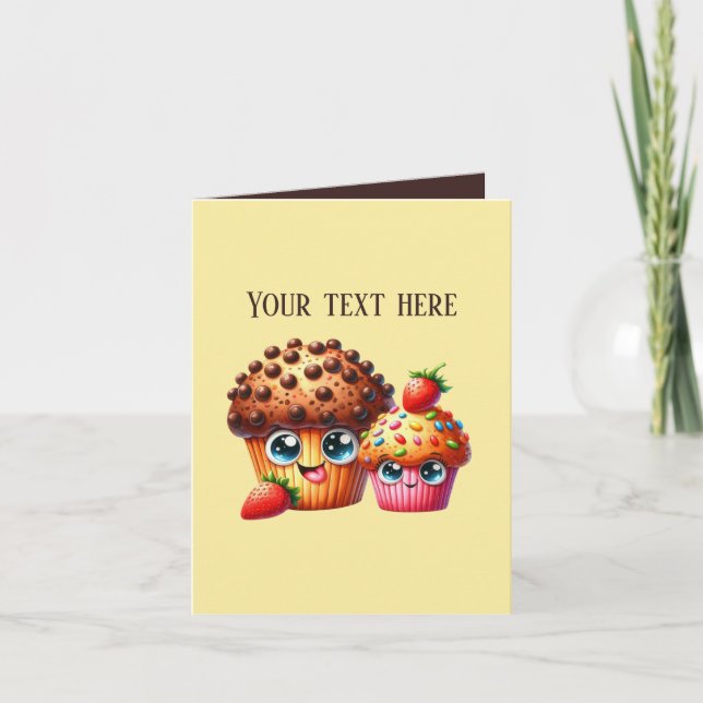 Tarjeta Magdalenas de panadería lindas personalizables (Anverso)