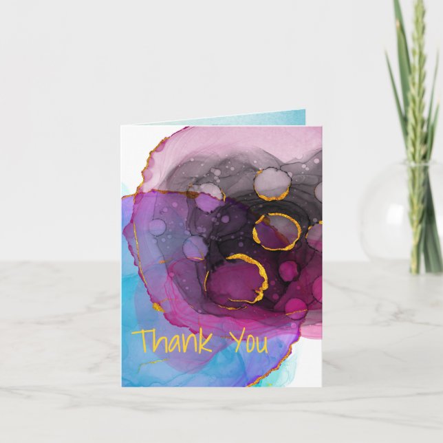 Tarjeta Magenta Azul y Dorado Gracias, Dirección en la par (Anverso)