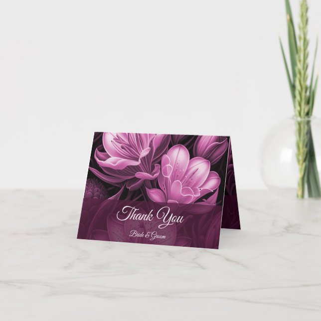 Tarjeta Magenta Pink Floral de agradecimiento (Anverso)