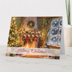 Tarjeta Magia de Chimenea de Navidad Acogedora