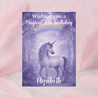 Tarjeta Magia de cumpleaños de Unicornio encantada