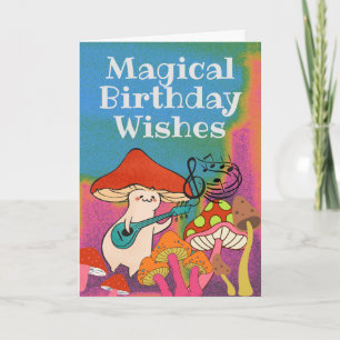 Tarjeta Magia guitarra de cumpleaños tocando hongos