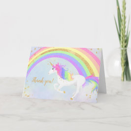 Tarjeta Magia Unicornio Gracias | Arcoiris dorado