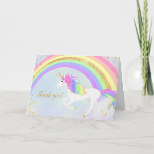 Tarjeta Magia Unicornio Gracias   Arcoiris dorado