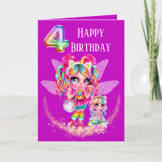 Tarjeta Mágica de anime arcoíris de cumpleaños