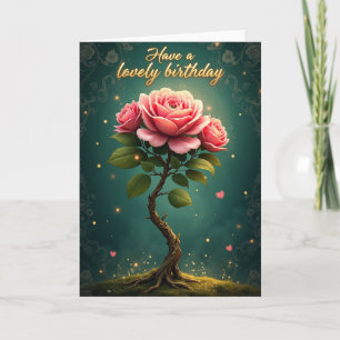 Tarjeta mágica de cumpleaños con flores