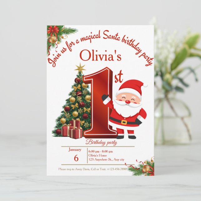 Tarjeta Mágica de Cumpleaños de Navidad para Niñas (Anverso de pie)