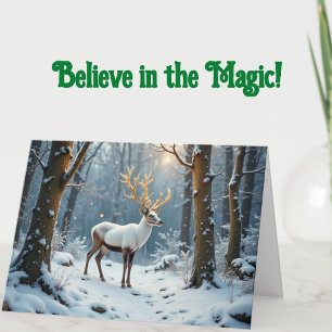 Tarjeta mágica de Navidad de Reno de invierno