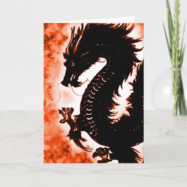 Tarjeta mágica del deseo del cumpleaños del dragón (Anverso)