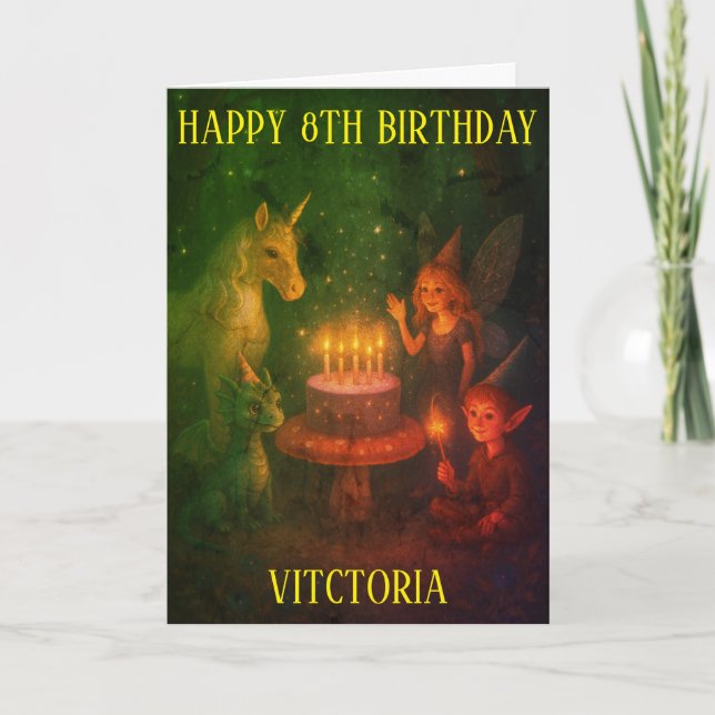 Tarjeta Magical Creatures Birthday Party Custom Birthday (Anverso)