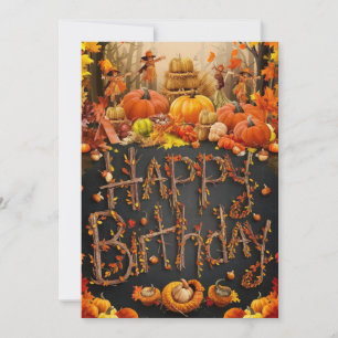 Tarjeta Magical Cute Maple Leaf otoño otoño feliz cumpleañ
