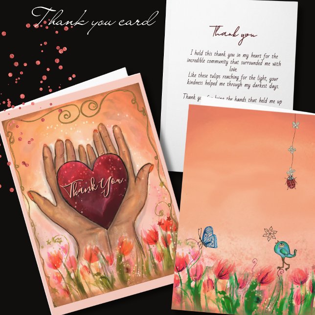 Tarjeta Magical Hands holding Heart thank you card (Magical Hands holding Heart thank you card)