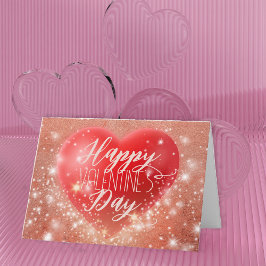 Tarjeta Magical Shimmering Brillante Corazón Rojo Valentin