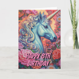 Tarjeta Magical Unicornio 8 cumpleaños doblado