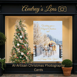 Tarjeta Magical Winter Carriage Ride Christmas Photo Card