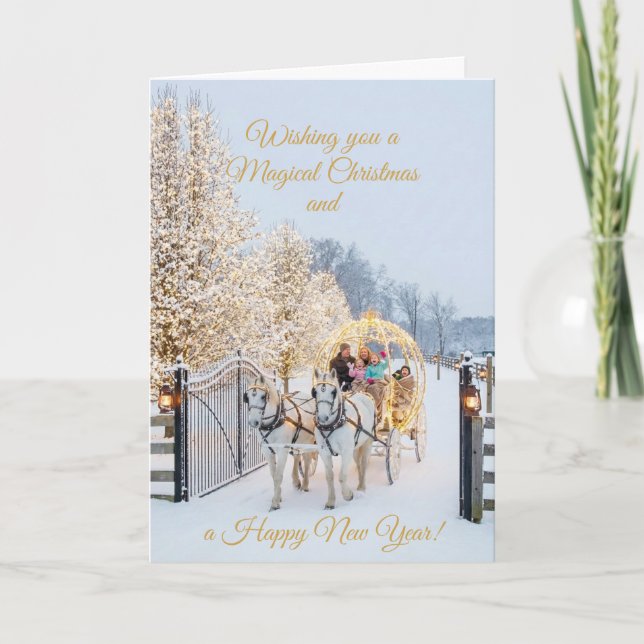 Tarjeta Magical Winter Carriage Ride Christmas Photo Card (Anverso)