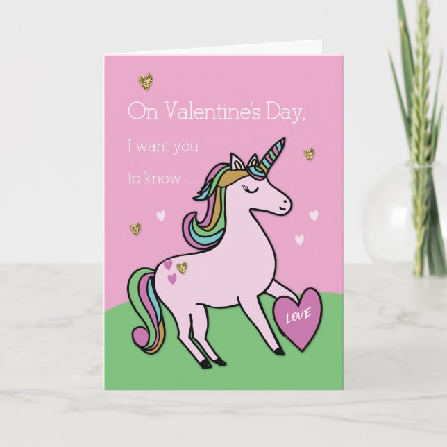 Tarjeta Magico Día de San Valentín de Unicornio (Anverso)