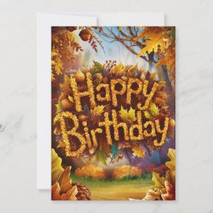 Tarjeta Mágico Místico Cálido Otoño Feliz Cumpleaños