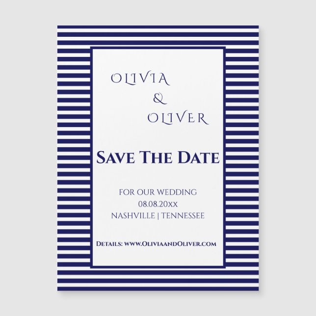 Tarjeta magnética a rayas azul y blanco de la Mari (Anverso)