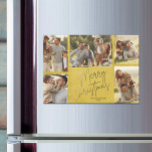 Tarjeta magnética amarilla con fotos de navidad do<br><div class="desc">Las tarjetas MAGNETIC para varios Navidades de fotos incluyen el nombre de tu familia y las palabras Feliz Navidad con letras de oro de moda en un fondo amarillo. MÁS DISEÑOS y colores en nuestra tienda.</div>