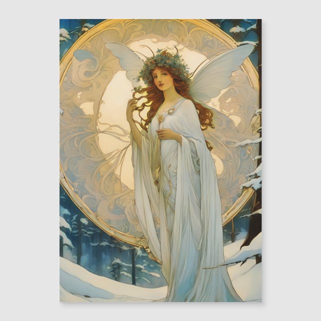 tarjeta magnética artificial de hadas de invierno (Anverso)