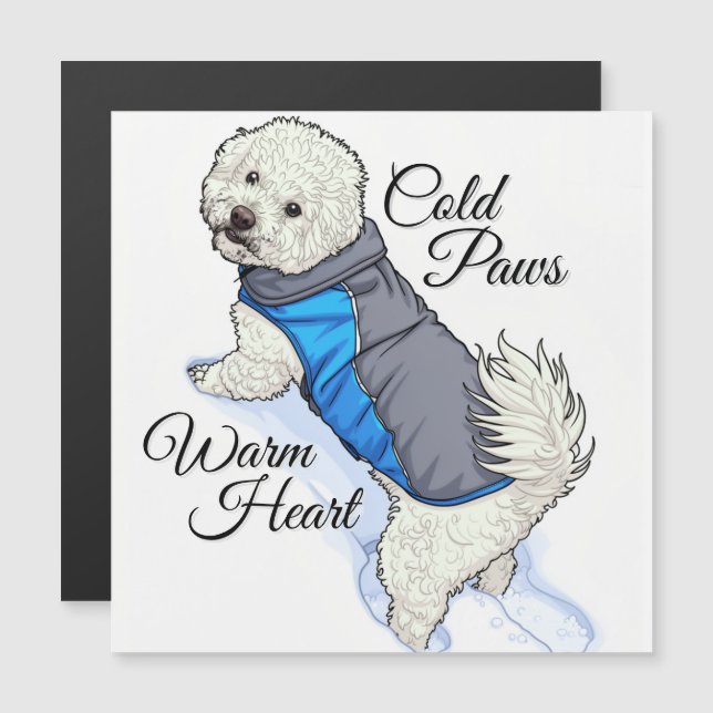 Tarjeta Magnética Bichon de Nieve con Corazón Cáli (Anverso/Reverso)