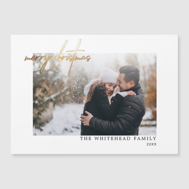 Tarjeta magnética blanca de oro moderno Feliz Navi (Anverso)