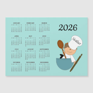 Tarjeta Magnética Calendario Chef Panadero Diseño