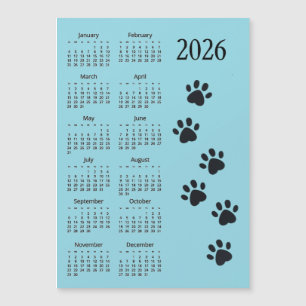 Tarjeta Magnética Calendario Diseño Huellas 2026