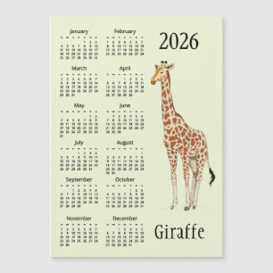 Tarjeta Magnética Calendario Diseño Jirafa 2026