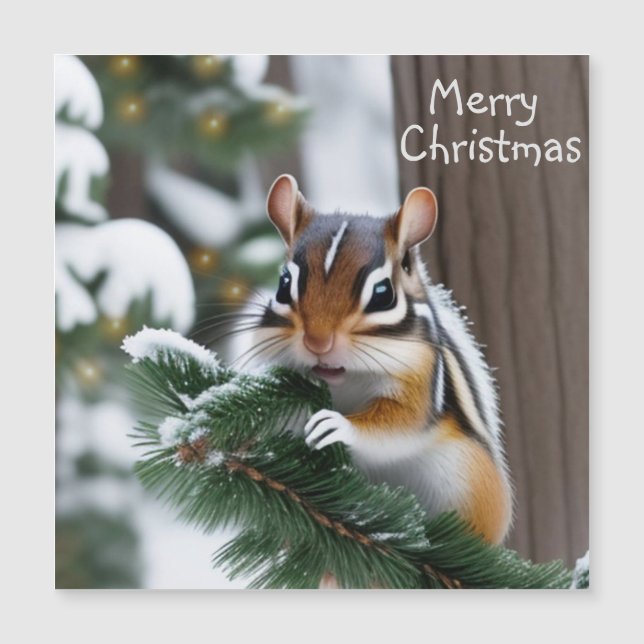 Tarjeta magnética Chipmunk para navidades (Anverso)