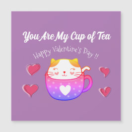 Tarjeta Magnética con un gato dentro de una taza d