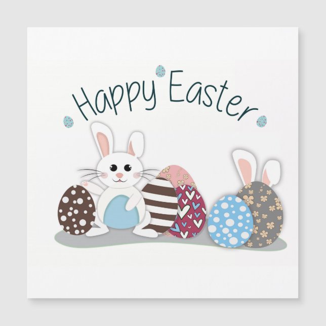 Tarjeta magnética Conejito Pascua "Happy Easter" (Anverso)